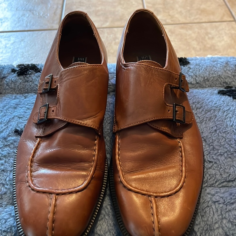 Leather loafers with double buckle size 13M made in Italy